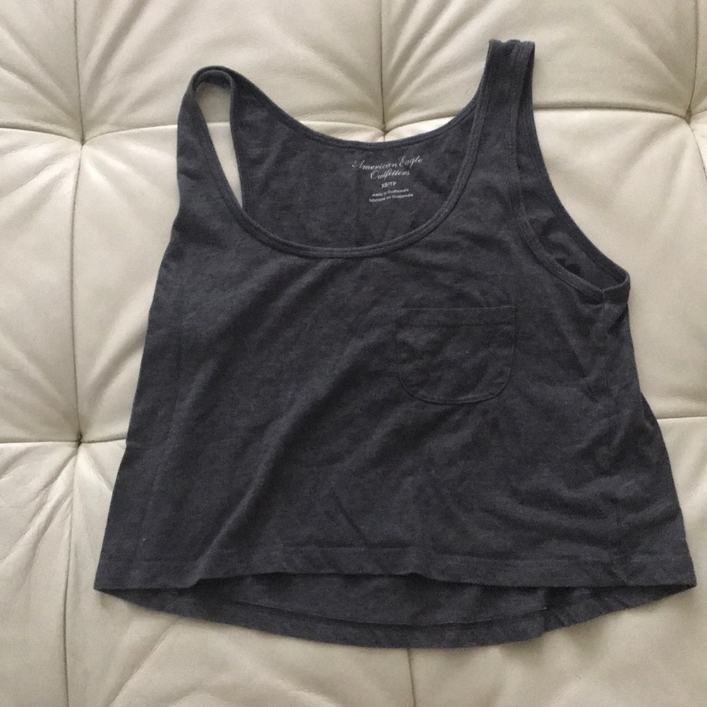 American Eagle Charcoal Grey Pocket Crop Top
